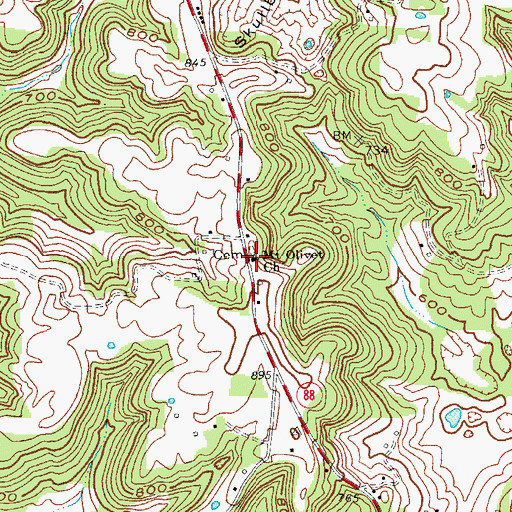 Topographic Map of Mount Olivet Church, KY