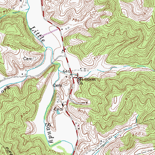 Topographic Map of Mount Olivet Church, KY
