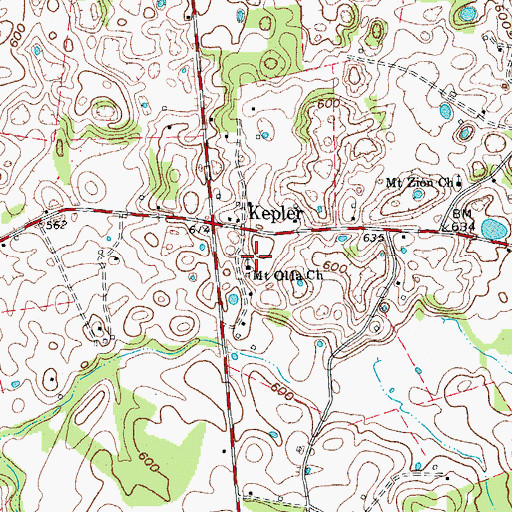 Topographic Map of Mount Olla Baptist Church, KY