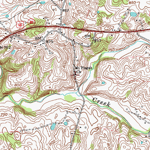 Topographic Map of Mount Pisgah Church, KY