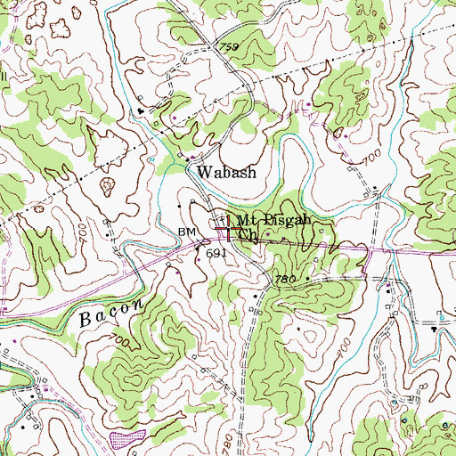 Topographic Map of Mount Pisgah Church, KY
