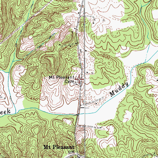 Topographic Map of Mount Pleasant Cemetery, KY