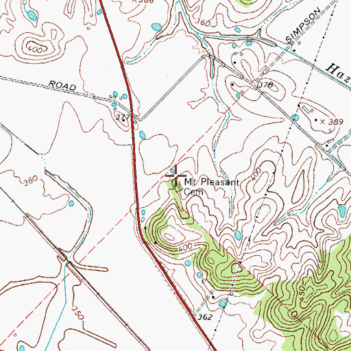 Topographic Map of Mount Pleasant Cemetery, KY