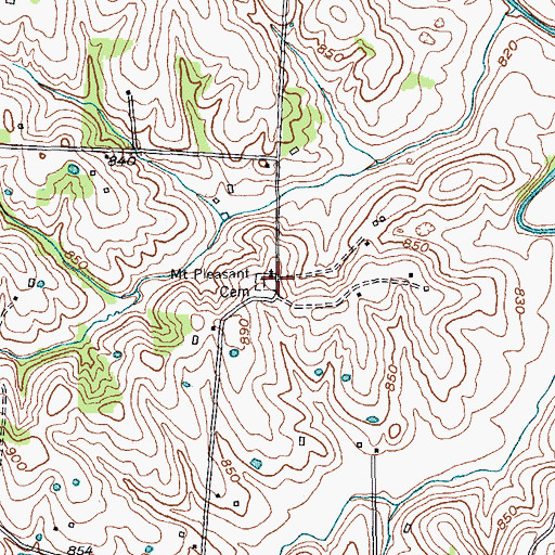 Topographic Map of Mount Pleasant Cemetery, KY