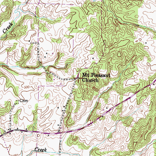 Topographic Map of Mount Pleasant Church, KY