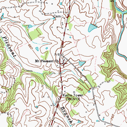 Topographic Map of Mount Pleasant Church, KY