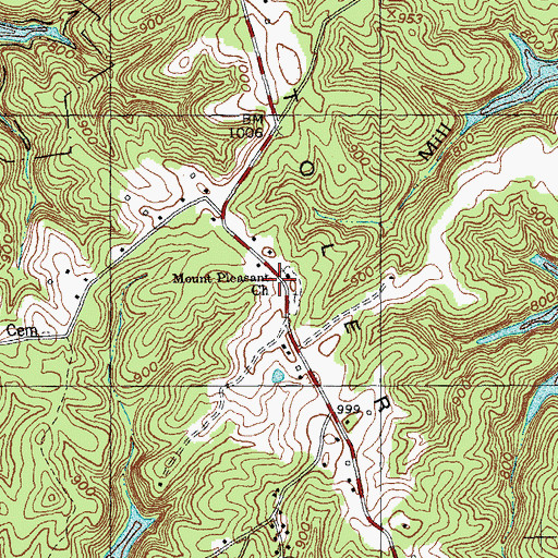 Topographic Map of Mount Pleasant Church, KY