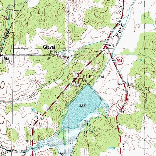 Topographic Map of Mount Pleasant Church, KY