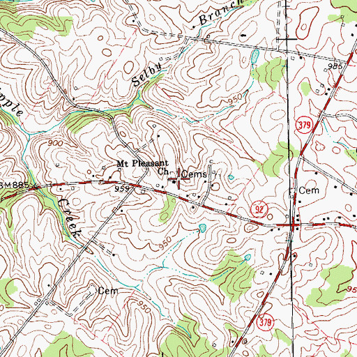 Topographic Map of Mount Pleasant Church, KY