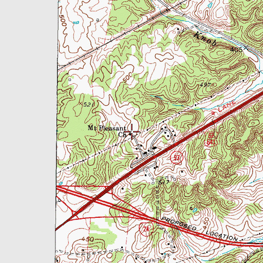 Topographic Map of Mount Pleasant Church, KY