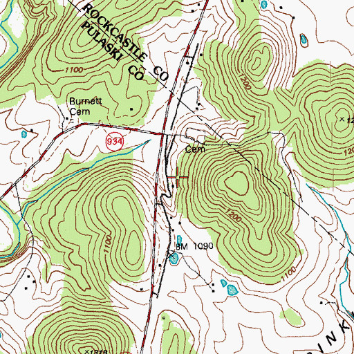 Topographic Map of Mount Pleasant Church, KY