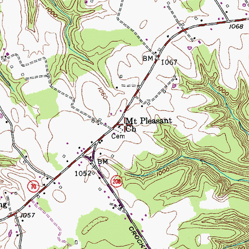 Topographic Map of Mount Pleasant Church, KY
