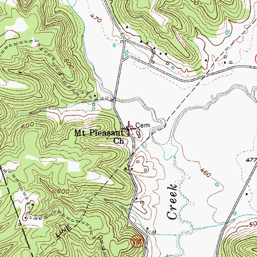 Topographic Map of Mount Pleasant Church, KY