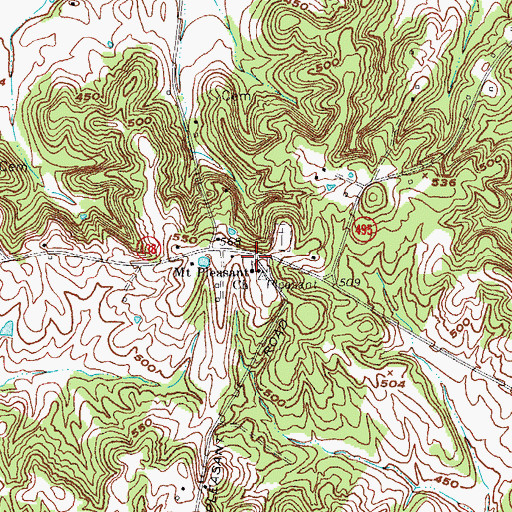 Topographic Map of Mount Pleasant Church, KY