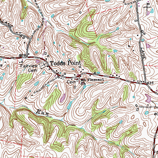 Topographic Map of Mount Pleasant Church, KY