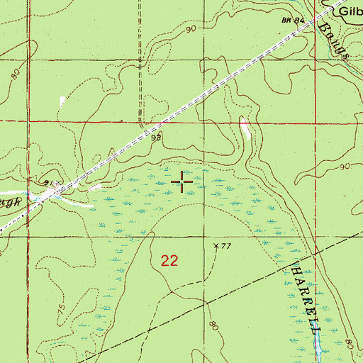 Topographic Map of Harrell Brake, AR