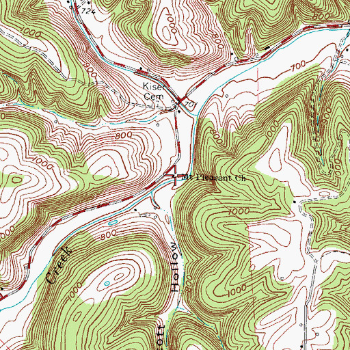 Topographic Map of Mount Pleasant Church, KY