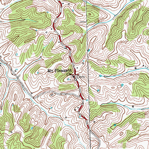 Topographic Map of Mount Pleasant Church, KY
