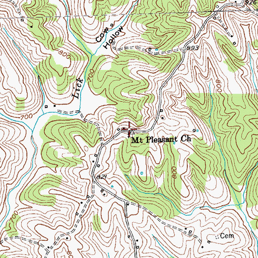 Topographic Map of Mount Pleasant Church, KY