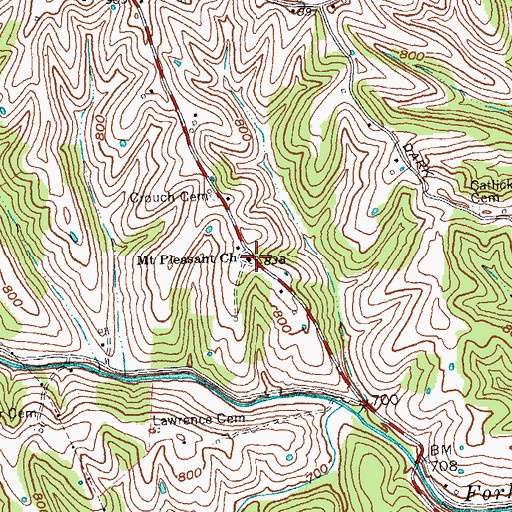Topographic Map of Mount Pleasant Church, KY
