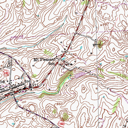 Topographic Map of Mount Pleasant School, KY