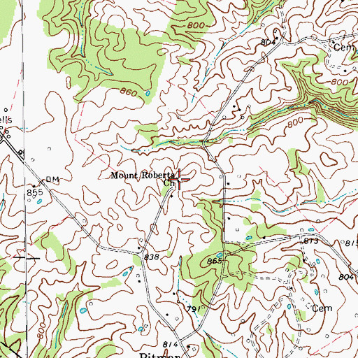 Topographic Map of Mount Roberts Church, KY