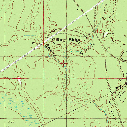 Topographic Map of Harrell Branch, AR