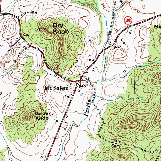 Topographic Map of Mount Salem, KY