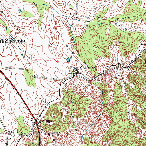Topographic Map of Mount Sherman Church, KY