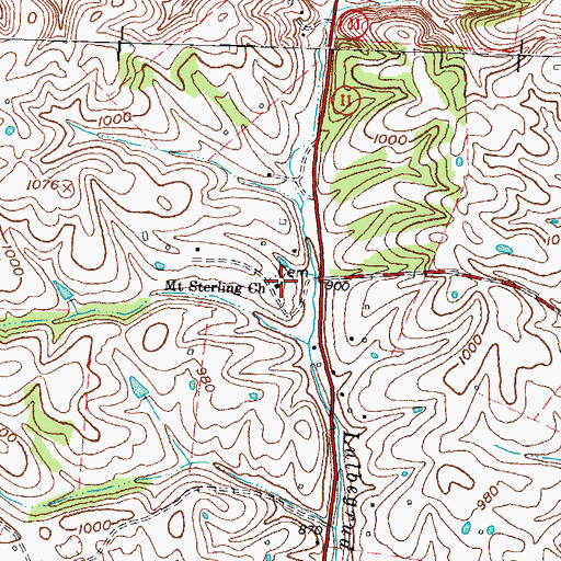 Topographic Map of Mount Sterling Church, KY