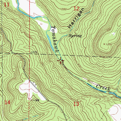 Topographic Map of Harrigan Hollow, AR