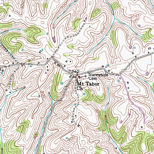 Topographic Map of Mount Tabor Episcopal Methodist Church, KY
