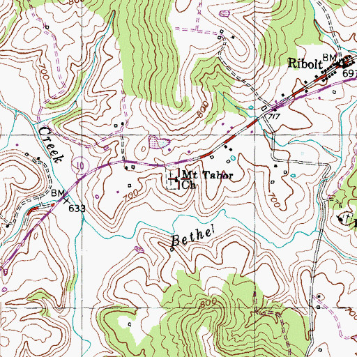 Topographic Map of Mount Tabor Church, KY