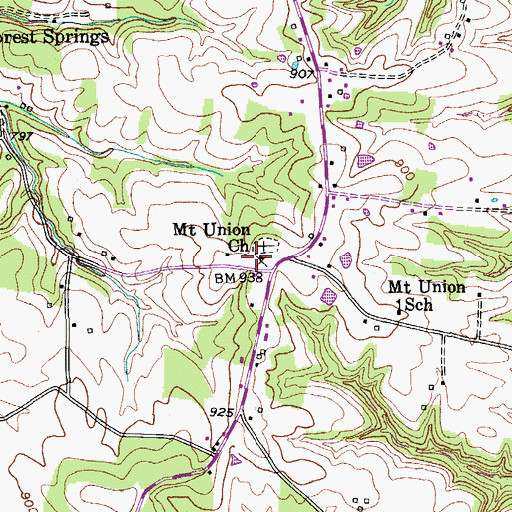 Topographic Map of Mount Union United Methodist Church, KY