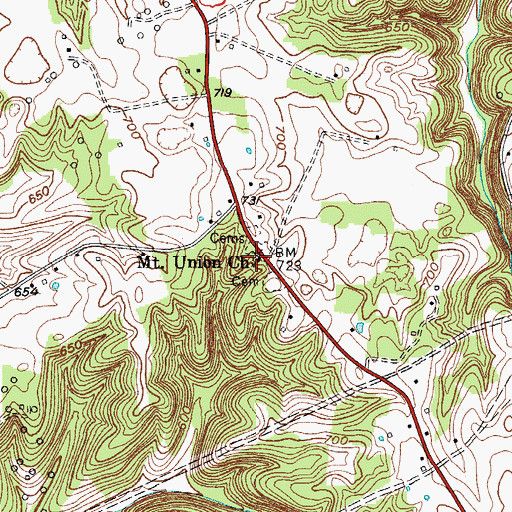 Topographic Map of Mount Union General Baptist Church, KY