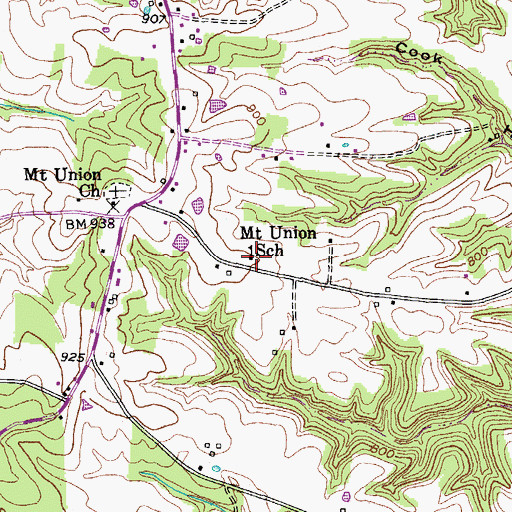 Topographic Map of Mount Union School, KY