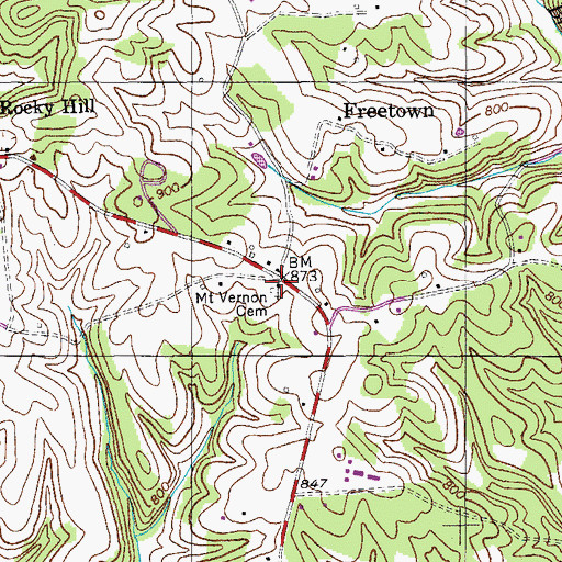 Topographic Map of Mount Vernon Cemetery, KY