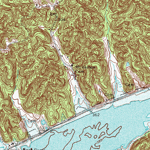 Topographic Map of Mount Vernon Cemetery, KY
