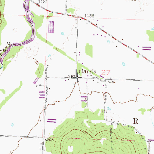 Topographic Map of Harris, AR