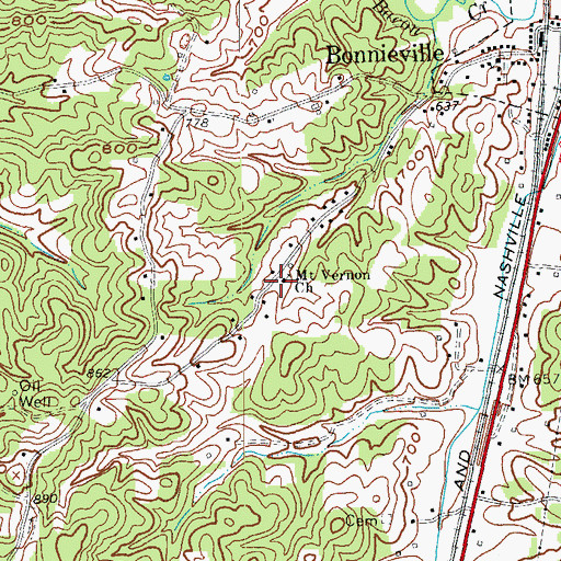 Topographic Map of Mount Vernon Baptist Church, KY