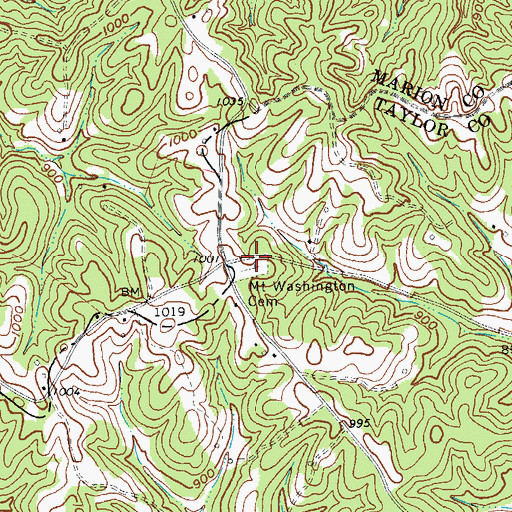 Topographic Map of Mount Washington Cemetery, KY