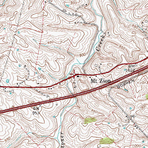 Topographic Map of Mount Zion, KY