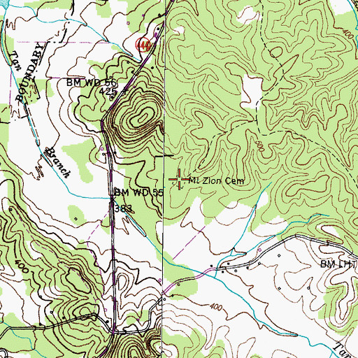Topographic Map of Mount Zion Cemetery, KY