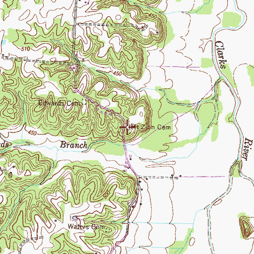 Topographic Map of Mount Zion Cemetery, KY