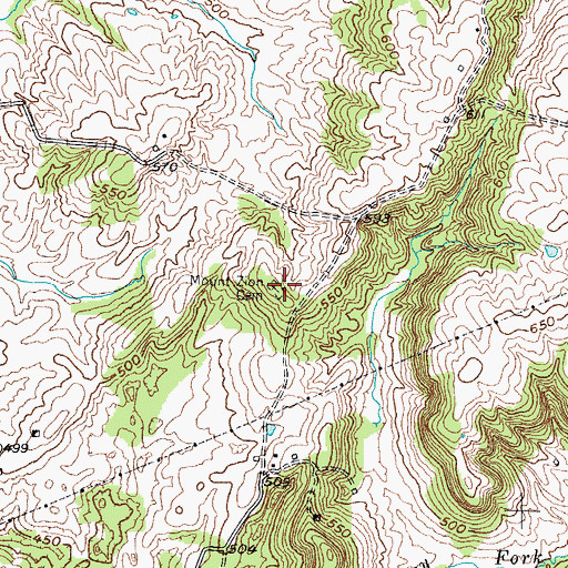 Topographic Map of Mount Zion Cemetery, KY
