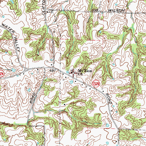 Topographic Map of Mount Zion Church, KY