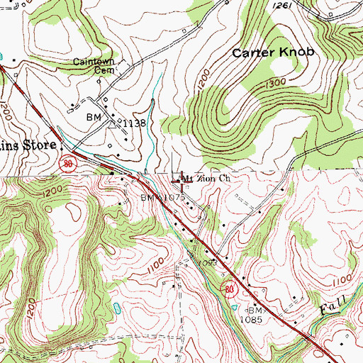 Topographic Map of Mount Zion Church, KY