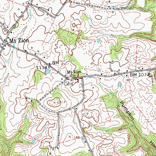 Topographic Map of Mount Zion Church, KY