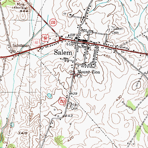 Topographic Map of Mount Zion Church, KY