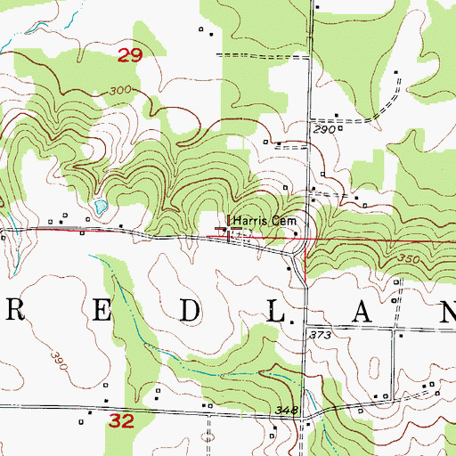 Topographic Map of Harris Cemetery, AR